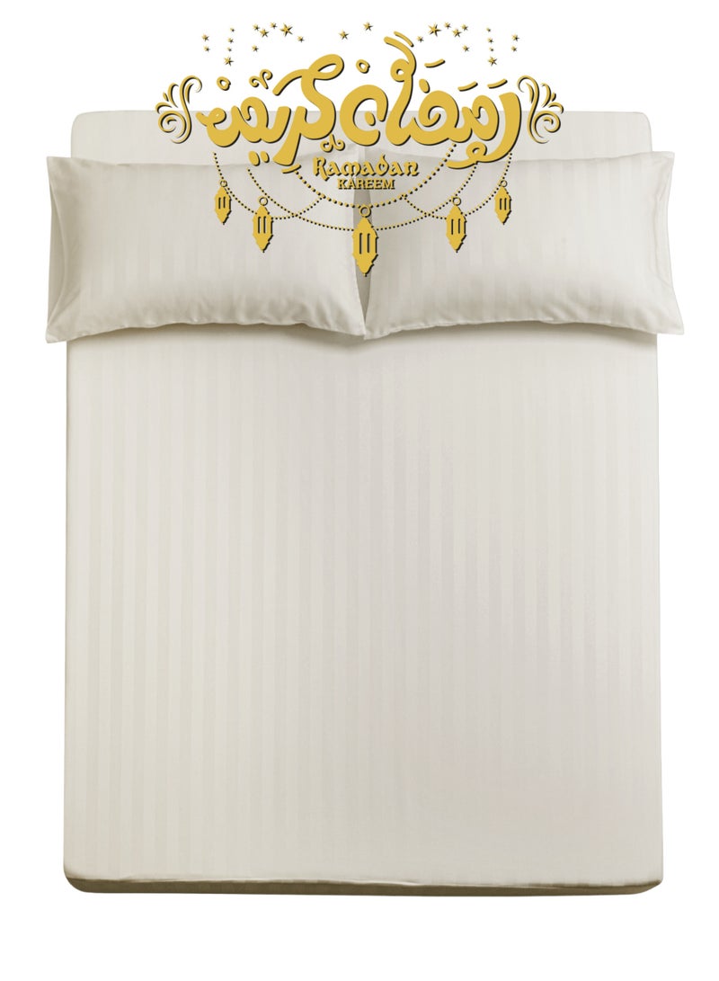 Master Home Textile King Microfiber Sheet Set, King Size 3 Pieces, Hotel Stripes design - Image 1